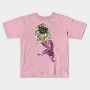 Pekingese Mermaid Kids T-Shirt